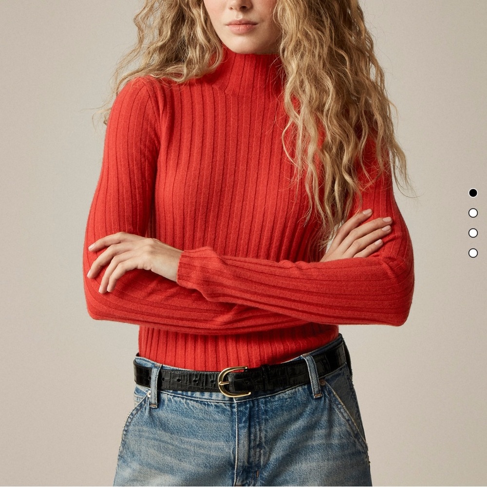 J. Crew Vibrant Red Cashmere Turtleneck Sweater